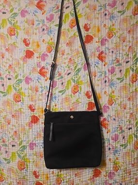 kate spade Black Nylon Crossbody with Gold Accent